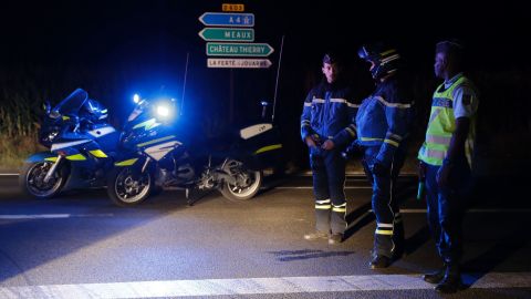 A roadblock near Sept-Sort after the crash.