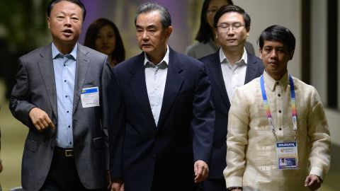 China's Foreign Minister Wang Yi arrives in Manila on August 5, 2017 to attend the ASEAN meeting, where Vietnam urged other Southeast Asian nations to take a stronger stand against Chinese expansionism in the South China Sea.