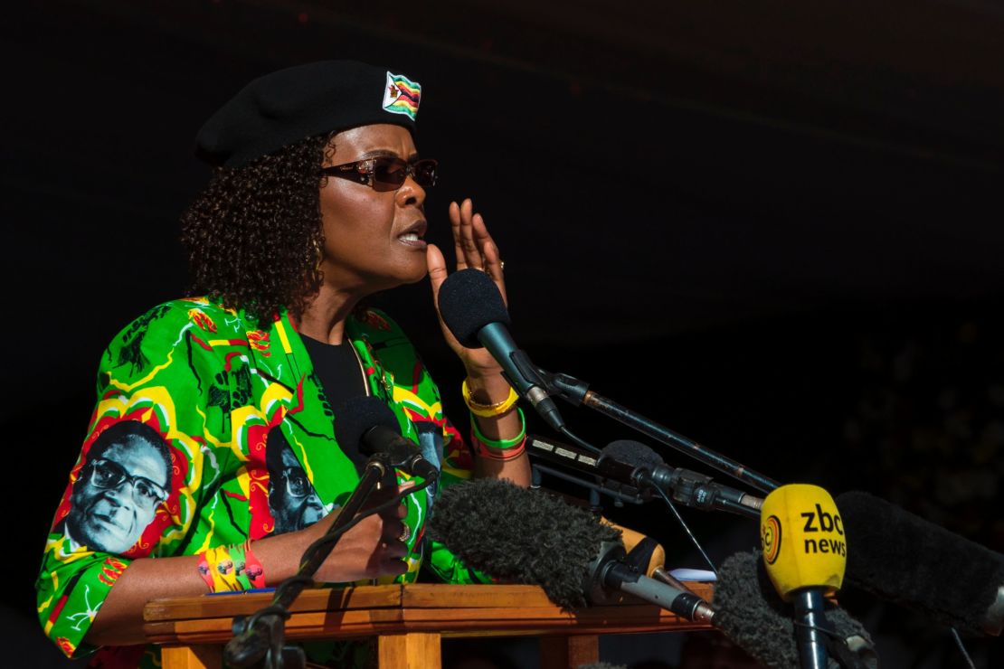 Zimbabwe first lady Grace Mugabe addresses a Zanu-PF party youth rally in Marondera in June. 