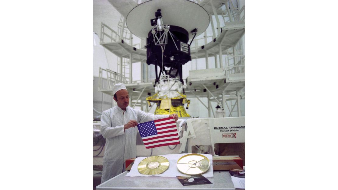 NASA's two Voyager spacecraft carry a small American flag and a Golden Record packed with pictures and sounds -- mementos of our home planet.