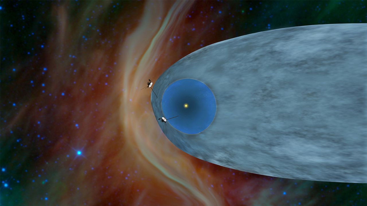 This artist's concept shows the general locations of NASA's two Voyager spacecraft.