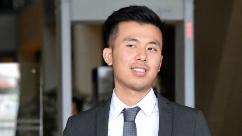 Khong Tam Thanh, one of the three British men accused in Singapore, leaves court last week.
