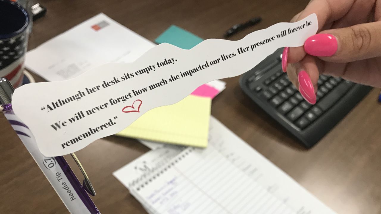 Staff at the Miller Law Group received pens with a quote Tuesday when they returned to work.