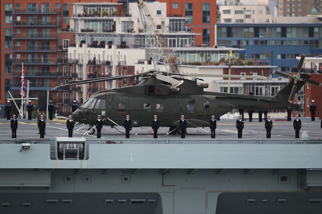 Each of the two aircraft lifts on HMS Queen Elizabeth can move two fighter jets from the hangar to the flight deck in 60 seconds.