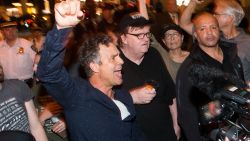NEW YORK, NY - AUGUST 15:  Mark Ruffalo  joins Michael Moore as he leads his Broadway audience to Trump Tower to protest President Donald Trump on August 15, 2017 in New York City.  (Photo by Noam Galai/Getty Images for for DKC/O&M)