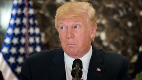 NEW YORK, NY - AUGUST 15: US President Donald Trump speaks following a meeting on infrastructure at Trump Tower, August 15, 2017 in New York City. He fielded questions from reporters about his comments on the events in Charlottesville, Virginia and white supremacists. (Photo by Drew Angerer/Getty Images)