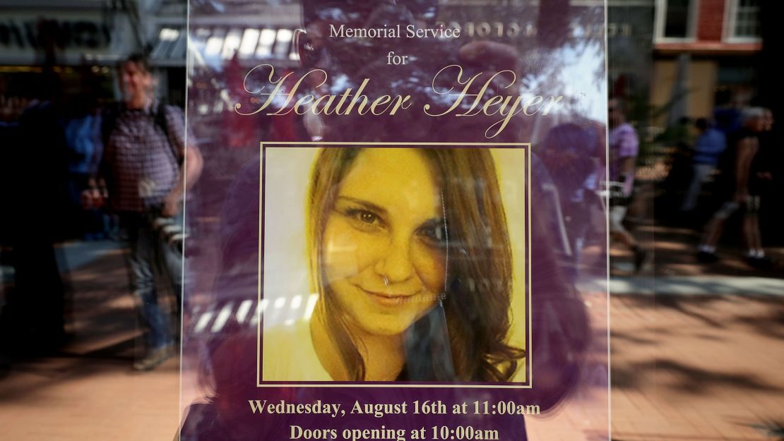 A poster at a memorial service for Heather Heyer.