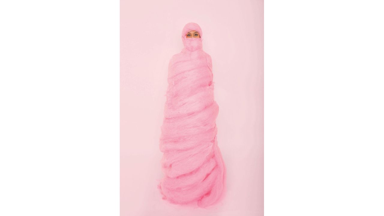 "Pink Burka, Cotton Candy" (2014) by Behnaz Babazadeh