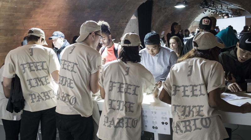 Hip-hop group Atmosphere performs during the launch of Kanye West's temporary PABLO store in London in 2016. 