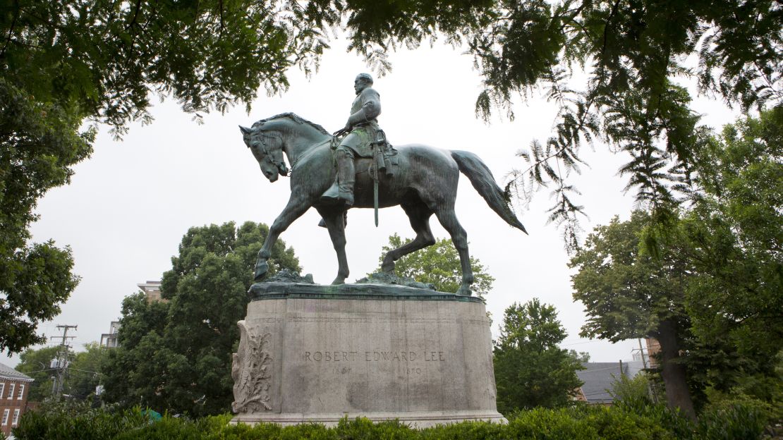 A contested statue of Confederate general Robert E. Lee in Emancipation Park in Charlottesville.