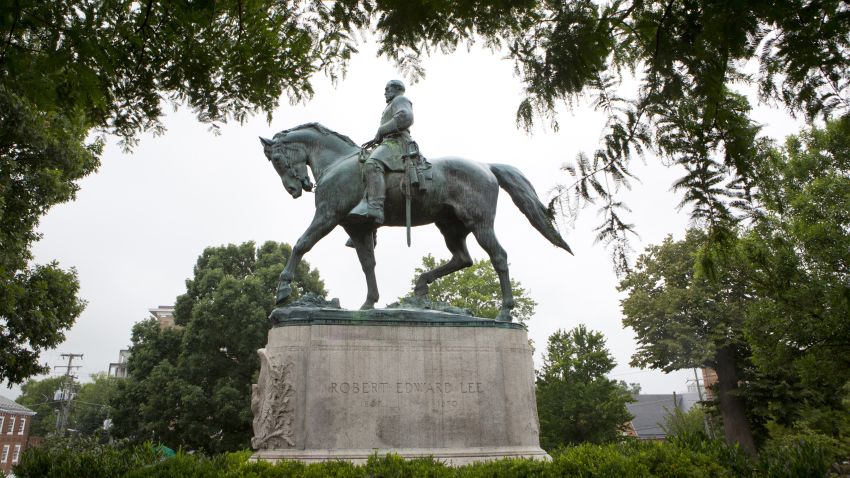 A statue of Confederate general Robert E. Lee sits in Emancipation Park, Tuesday, Aug. 15, 2017, in Charlottesville, Va. The deadly rally by white nationalists in Charlottesville, over the weekend is accelerating the removal of Confederate statues in cities across the nation.  (AP Photo/Julia Rendleman)