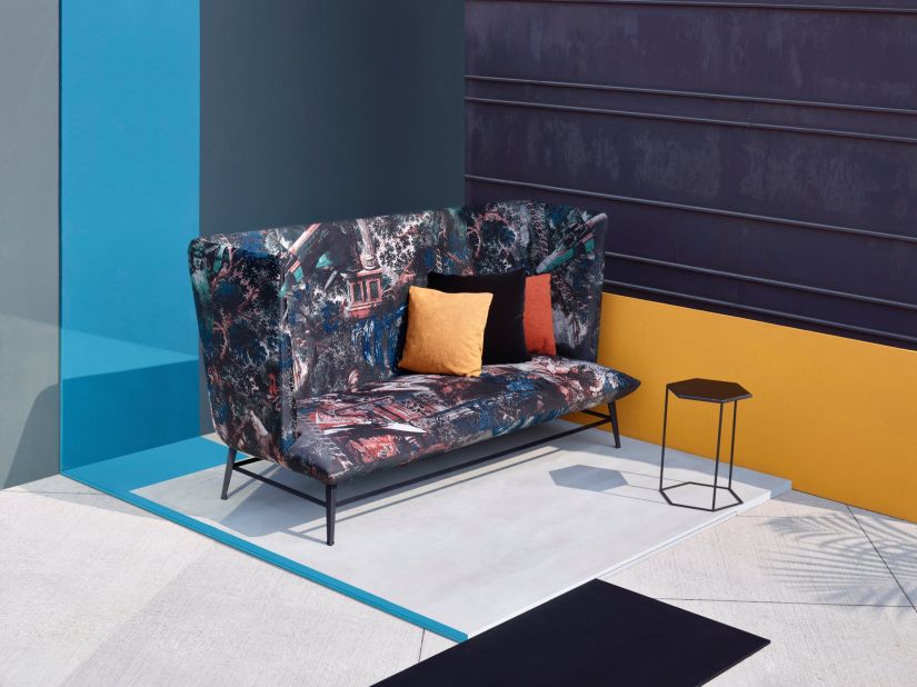 At Milan Design Week earlier this year, Diesel teamed up with family-run design house Moroso to create an informal collection of products which includes sofas, tables, mirrors and cabinets. 
