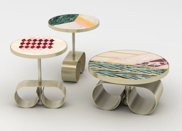 Resembling earring studs and an elaborate duel ring, these three tables from Fendi's collaboration with architect and designer <a  target="_blank" target="_blank">Cristina Celestino</a>, launched at Design Miami/ in 2016.