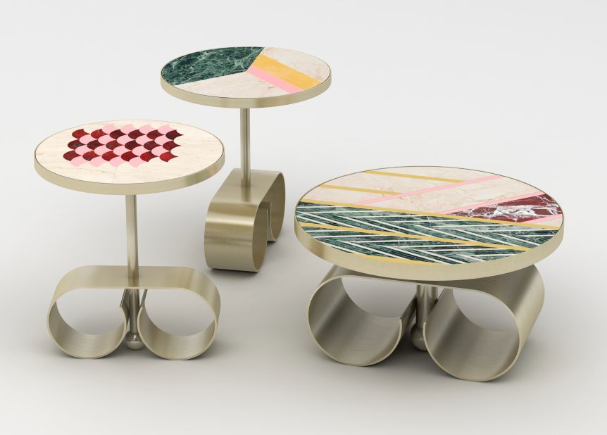 Resembling earring studs and an elaborate duel ring, these three tables from Fendi's collaboration with architect and designer <a href="http://cristinacelestino.com/design/company/fendi" target="_blank" target="_blank">Cristina Celestino</a>, launched at Design Miami/ in 2016.