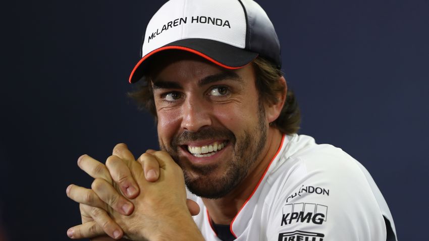 MONTMELO, SPAIN - MAY 12: Fernando Alonso of Spain and McLaren Honda laughs in the Drivers Press Conference during previews to the Spanish Formula One Grand Prix at Circuit de Catalunya on May 12, 2016 in Montmelo, Spain.  (Photo by Clive Mason/Getty Images)