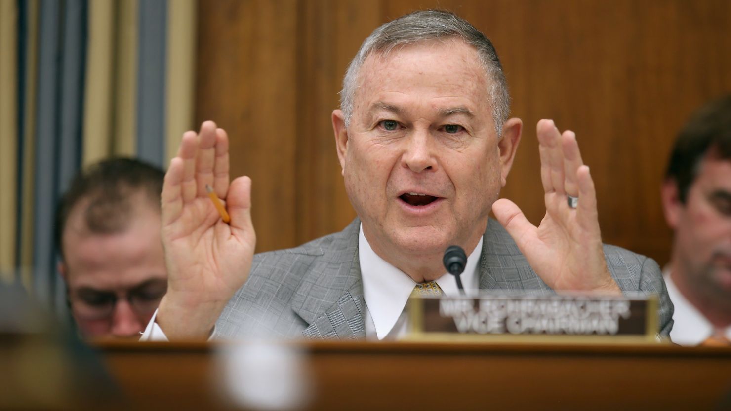 Rep. Dana Rohrabacher, R-California, questions witnesses from NASA, the Department of Defense and the White House during a hearing in the Rayburn House Office Building on Capitol Hill March 19, 2013 in Washington.