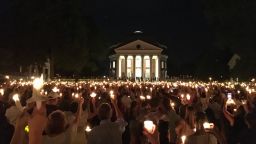 Thousands gathered on Wednesday night for a vigil at the University of Virginia days after the violent clashes in Charlottesville.
