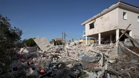 The debris of a house in the village of Alcanar after it collapsed from an explosion. 