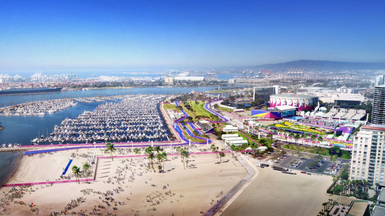 The waterfront in Long Beach would host a few events, including open-water swimming and the triathlon.