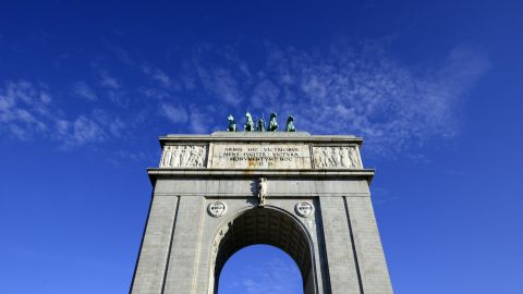 A photo taken on February 18, 2015 shows the Arco de la Victoria (Victory arch) in Madrid.