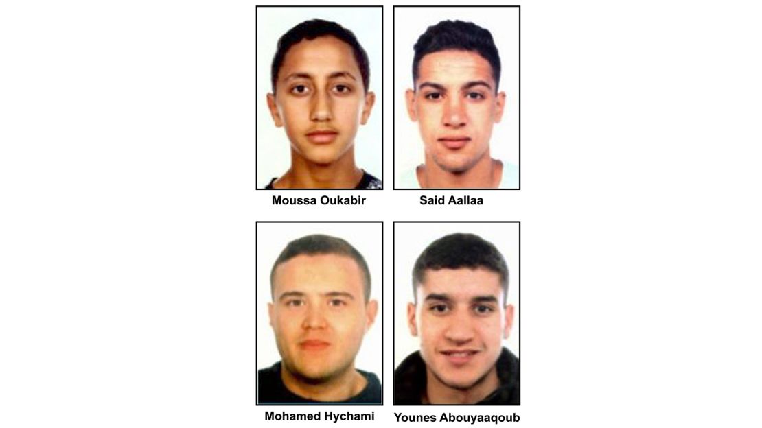 Police released images of four suspects. Three are dead, but Younes Abouyaaqoub remains on the run.