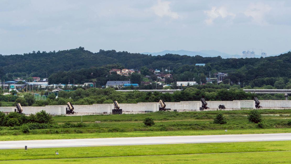 US Patriot missile interceptors at Osan Air Base to guard against missile attacks from North Korea.