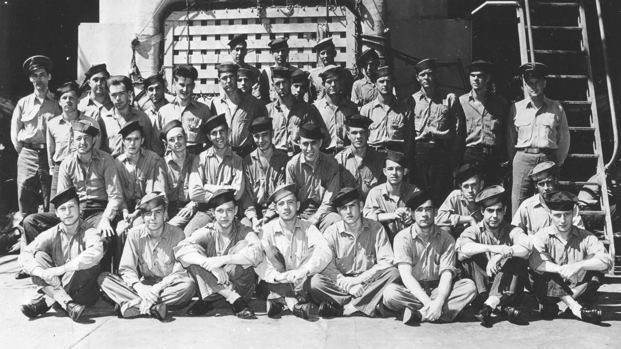 Part of the crew of the USS Indianapolis prior to its sinking in July 1945.