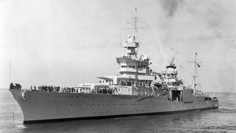 The heavy cruiser USS Indianapolis.