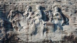 The Confederate carving on Stone Mountain depicts Jefferson Davis, Robert E. Lee and Thomas J. "Stonewall" Jackson.