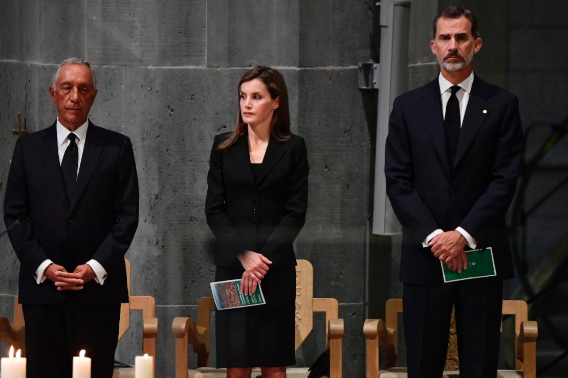 Spain's King Felipe VI  and Queen Letizia attend a mass to commemorate victims of the devastating terror attacks in Barcelona and Cambrils.