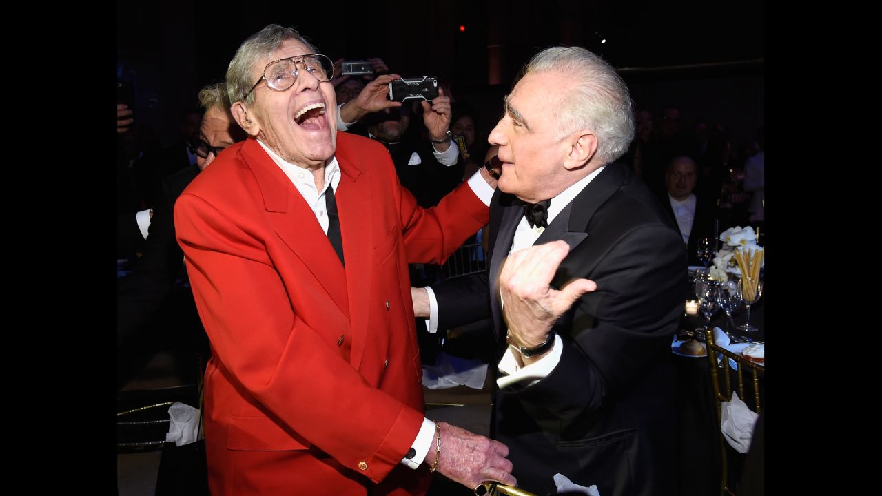 Lewis and director Martin Scorsese attend a Friars Club event honoring Scorsese in New York in 2016.