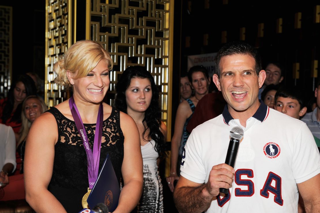 Kayla Harrison and Jimmy Pedro at Harrison's homecoming party after London 2012