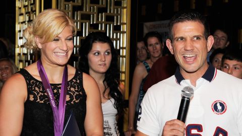 Kayla Harrison and Jimmy Pedro at Harrison's homecoming party after London 2012