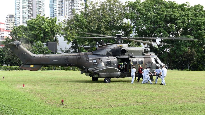 RSAF Super Puma transporting the injured to Singapore General Hospital.