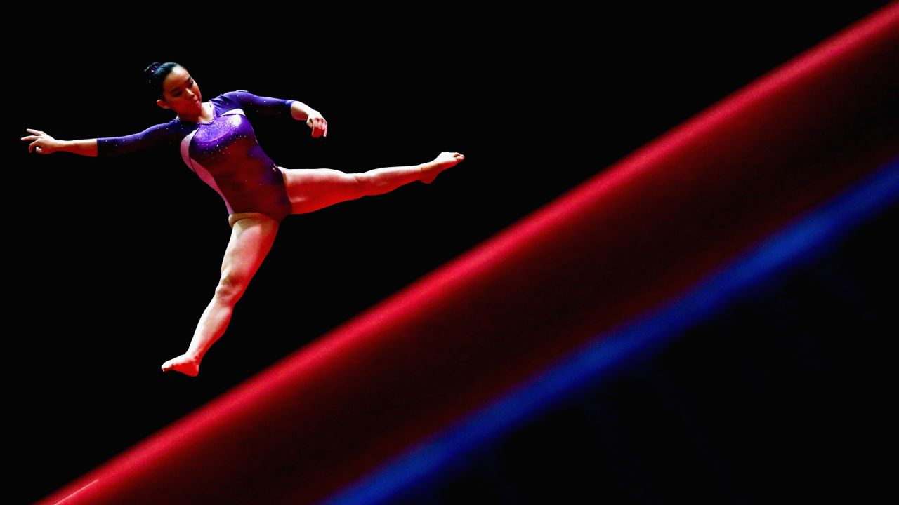 Colette Chan Wan Xuan, a gymnast from Singapore, competes in the floor exercise during the Southeast Asian Games on Monday, August 21.