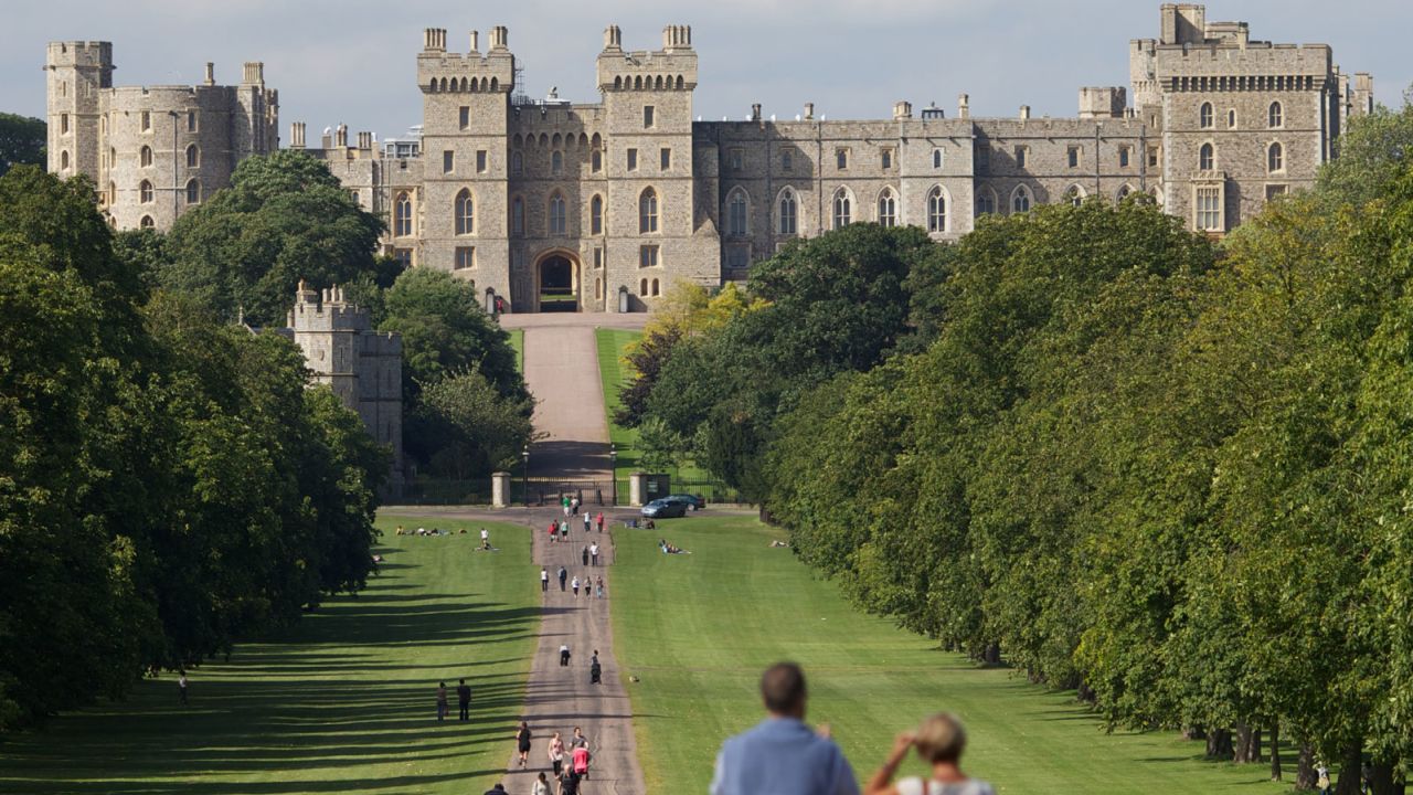 Windsor Castle, with the Long Walk in the foreground.