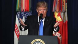 ARLINGTON, VA - AUGUST 21:  U.S. President Donald Trump delivers remarks on Americas military involvement in Afghanistan at the Fort Myer military base on August 21, 2017 in Arlington, Virginia. Trump was expected to announce a modest increase in troop levels in Afghanistan, the result of a growing concern by the Pentagon over setbacks on the battlefield for the Afghan military against Taliban and al-Qaeda forces.  (Photo by Mark Wilson/Getty Images)
