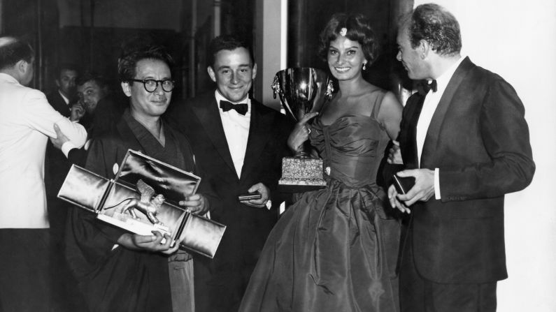The Golden Lion, or Lion d'Or, is the most prestigious prize on offer at the film festival. Some of the winners from its 19th year include, from left to right: Japanese filmmaker Hiroshi Inagaki, French director Louis Malle and actress Sophia Loren.