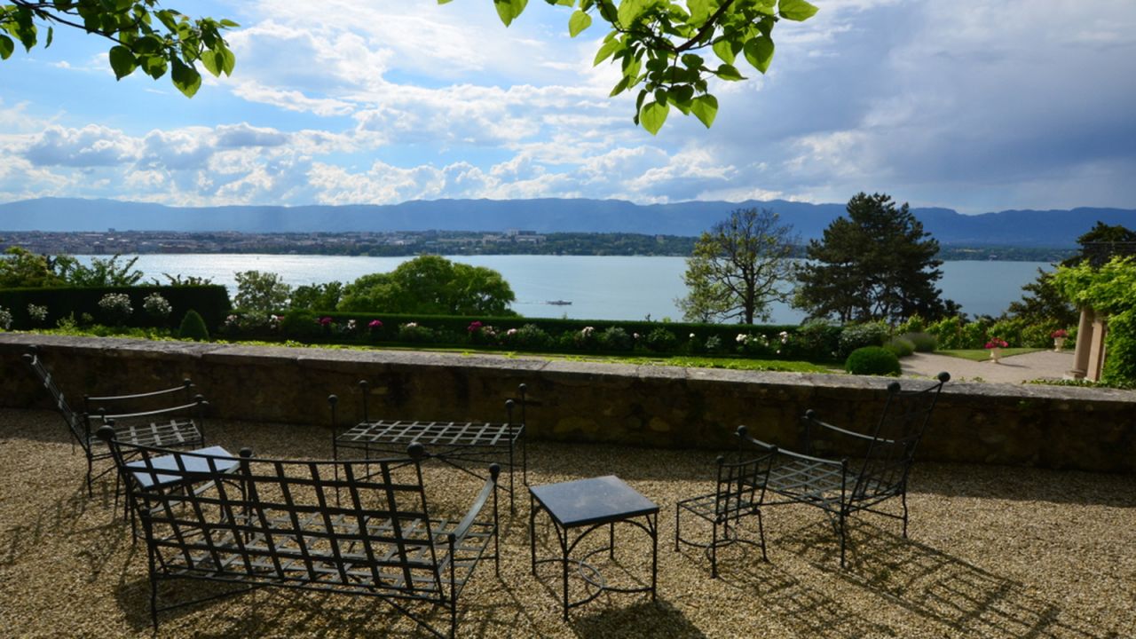<strong>View from the villa: </strong>Situated on top of a hill, the villa overlooks lakes and the Jura mountains.