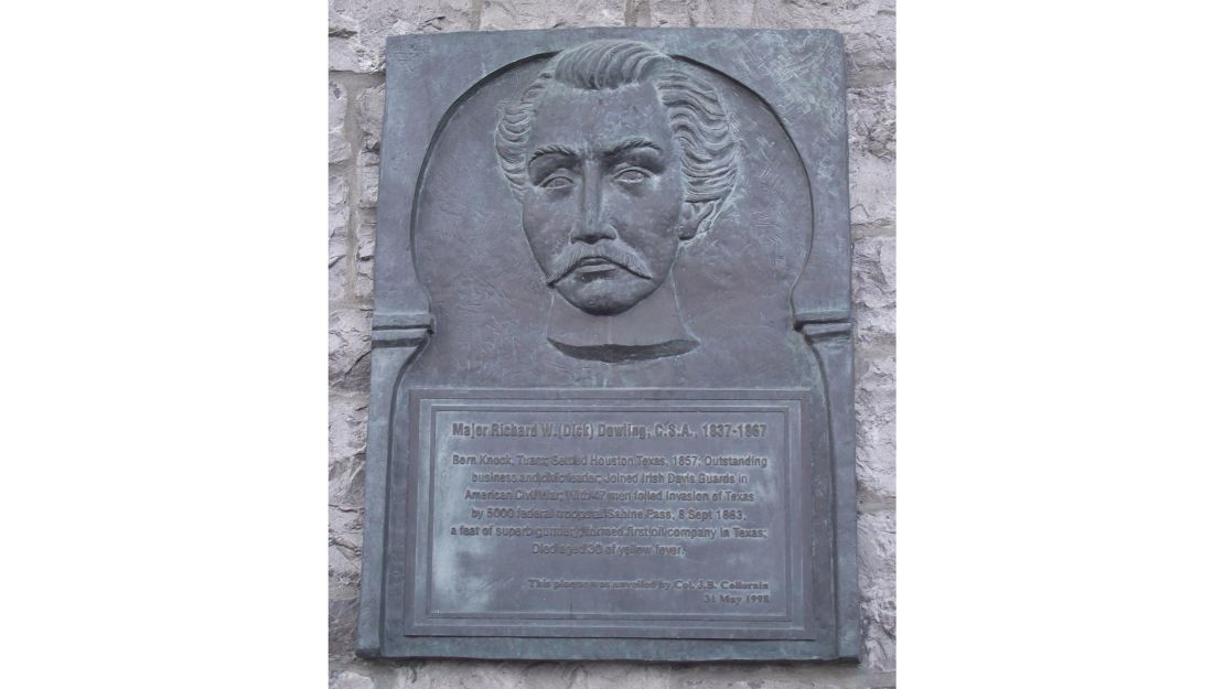 The Dick Dowling plaque in Tuam commemorates his service to the Confederate States of America.