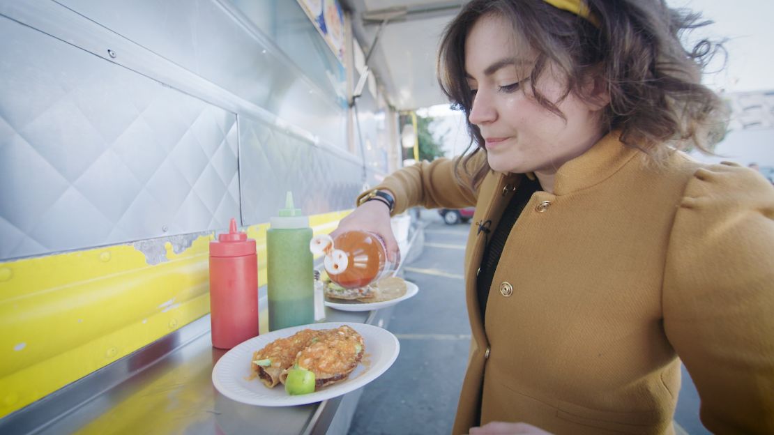 Ellen Bennett tucks in at Mariscos Jalisco.