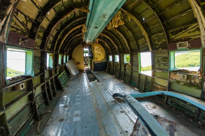 The interior of a Douglas DC-3.