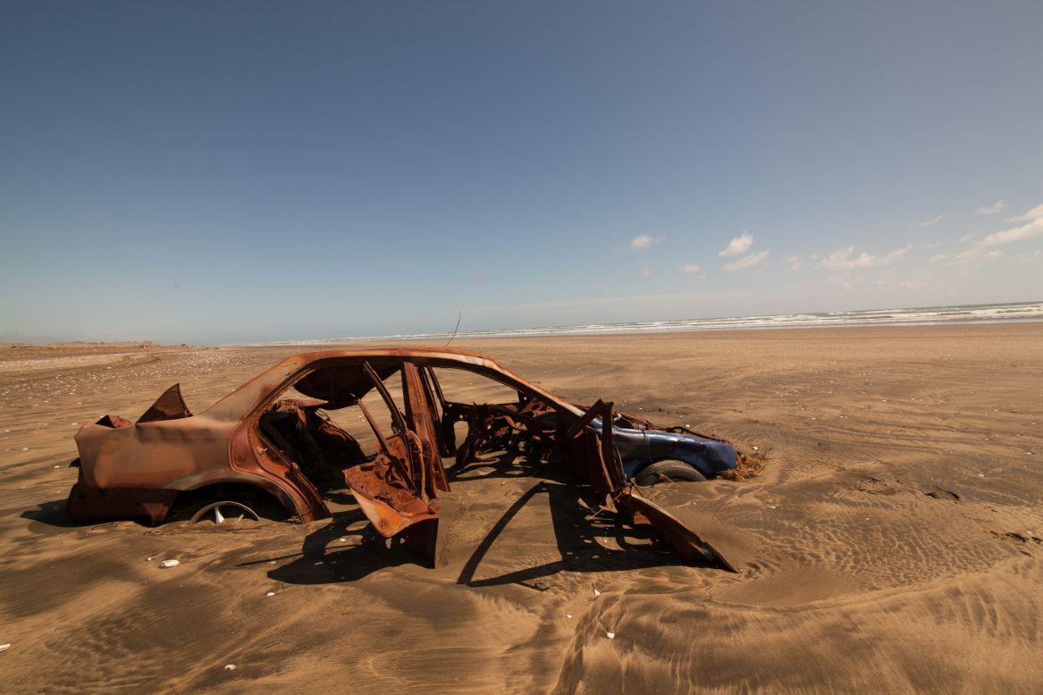 This relatively modern car was likely submerged by tidal waters while its owners were away.