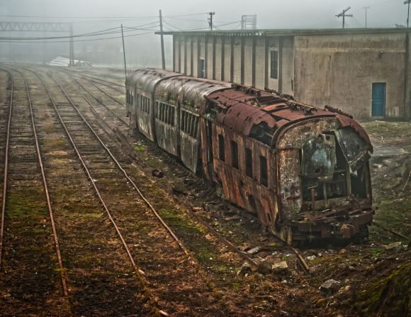 An abandoned passenger train in São Paulo, Brazil. 