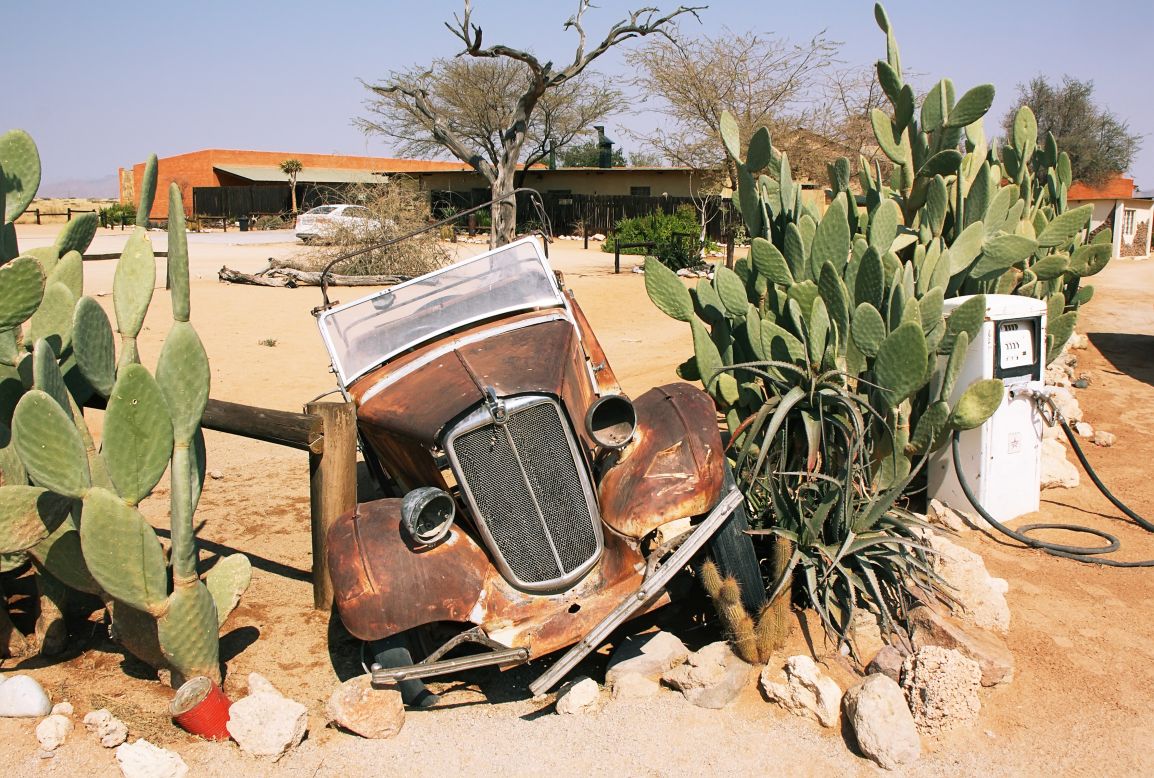An old car near Namib-Naukluft National Park in Namibia. 