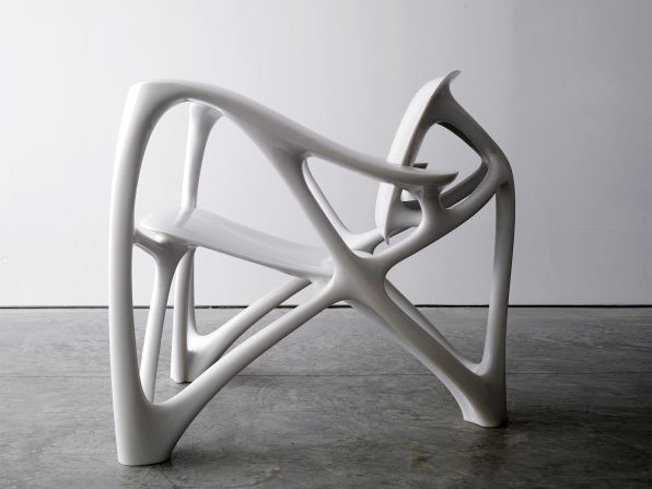 Built by Joris Laarman in 2007, this 3D-printed chair is made from casting resin and white Carara marble dust, a by-product from the marble industry.