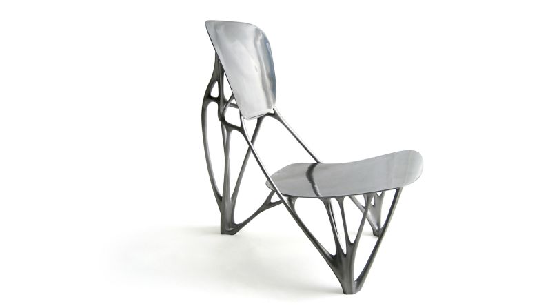 This chair was created with algorithms that mimic bone growth. Using a large volume of computer-generated calculations, Laarman's program systematically adjusted and strengthened the chair's design.