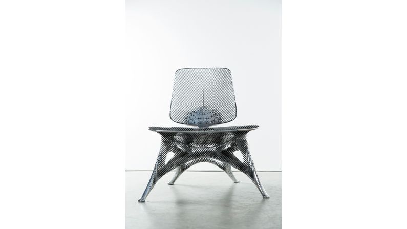 The lightweight aluminum used in this chair was "engineered on a cellular level... to create structural strength and rigidity," according to Joris Laarman Lab.