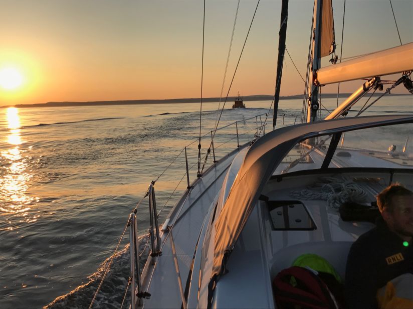 "Boomerang" lives up to her name and gets towed back to the UK six and a half hours after setting sail. A length of rope had become tangled in the boat's propeller. 