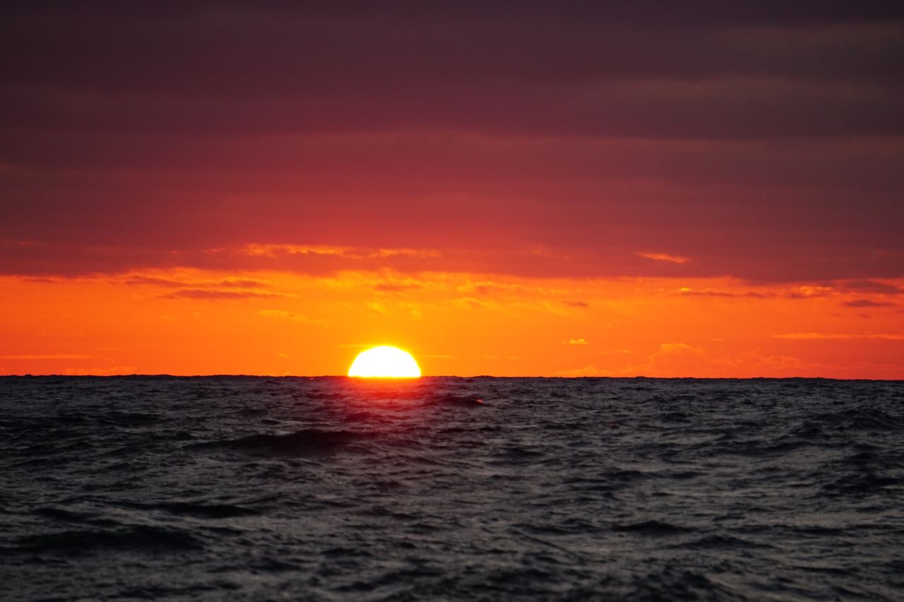 With nothing on the horizon, the open ocean is perfect place to capture stunning sunsets -- like this one in the Atlantic.
